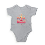 My 1st Diwali Kids Romper | Soft Cotton Baby Outfit for Festival - Grey Melenge