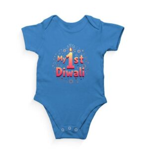 My 1st Diwali Kids Romper | Soft Cotton Baby Outfit for Festival - Orchid Blue