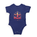 My 1st Diwali Kids Romper | Soft Cotton Baby Outfit for Festival - Royal Blue