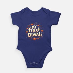 My First Diwali Baby Romper | Cotton Festive Outfit for Boys & Girls (0–12 Months) - Royal Blue