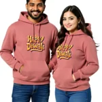 Happy Diwali Unisex Hoodie – Festive Cotton Pullover for Men & Women Coral