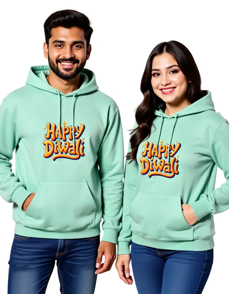 Happy Diwali Unisex Hoodie – Festive Cotton Pullover for Men & Women Mint Happy Diwali Unisex Hoodie – Festive Cotton Pullover for Men & Women Mint
