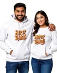 Happy Diwali Unisex Hoodie – Festive Cotton Pullover for Men & Women - white