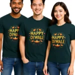 Happy Diwali Unisex T-Shirt – Festive Cotton Tee for Men & Women - Petrol Blue