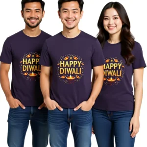 Happy Diwali Unisex T-Shirt – Festive Cotton Tee for Men & Women - Purple