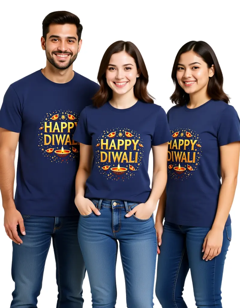 Happy Diwali Unisex T-Shirt – Festive Cotton Tee for Men & Women - Royal Blue Happy Diwali Unisex T-Shirt – Festive Cotton Tee for Men & Women - Royal Blue