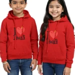 I Love Diwali Kids Hoodie Red