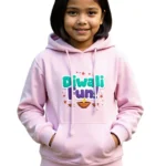 Kids _Diwali Fun!_ Hoodie – Cozy Cotton Diwali Sweatshirt for Boys & Girls - Baby Pink