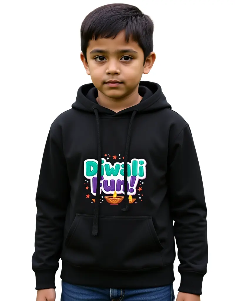 Kids _Diwali Fun!_ Hoodie – Cozy Cotton Diwali Sweatshirt for Boys & Girls Black Kids _Diwali Fun!_ Hoodie – Cozy Cotton Diwali Sweatshirt for Boys & Girls Black