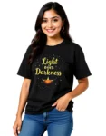 Light Over Darkness Unisex Oversized Diwali T-Shirt – Heavyweight Cotton Tee - Black