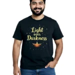 Light Over Darkness Unisex Oversized Diwali T-Shirt – Heavyweight Cotton Tee Navy Blue