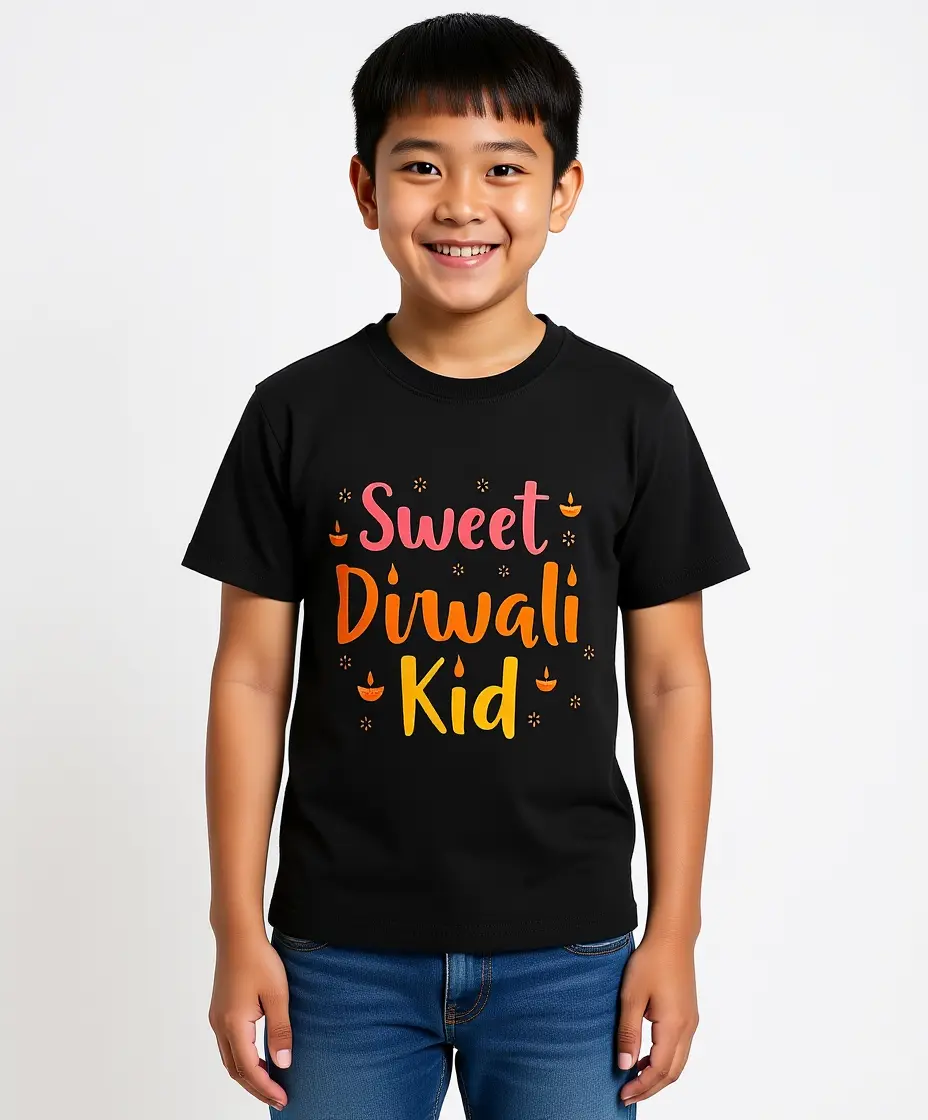 Sweet Diwali Kid Boys’ T-Shirt – 100 Cotton, Festive Diwali Tee Black Sweet Diwali Kid Boys’ T-Shirt – 100 Cotton, Festive Diwali Tee Black