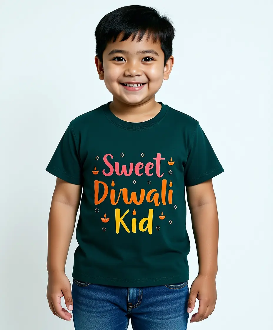 Sweet Diwali Kid Boys’ T-Shirt – 100 Cotton, Festive Diwali Tee Petrol Blue Sweet Diwali Kid Boys’ T-Shirt – 100 Cotton, Festive Diwali Tee Petrol Blue