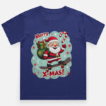 Merry X-Mas Santa Skateboard Boys Christmas T-Shirt - Royal Blue