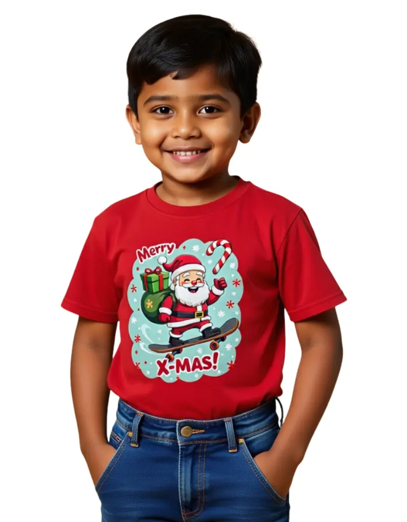 Merry X-Mas Santa Skateboard Boys Christmas T-Shirt Merry X-Mas Santa Skateboard Boys Christmas T-Shirt