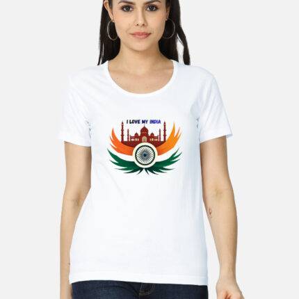 I Love My India Womens T-Shirt – Patriotic Republic Day Wear