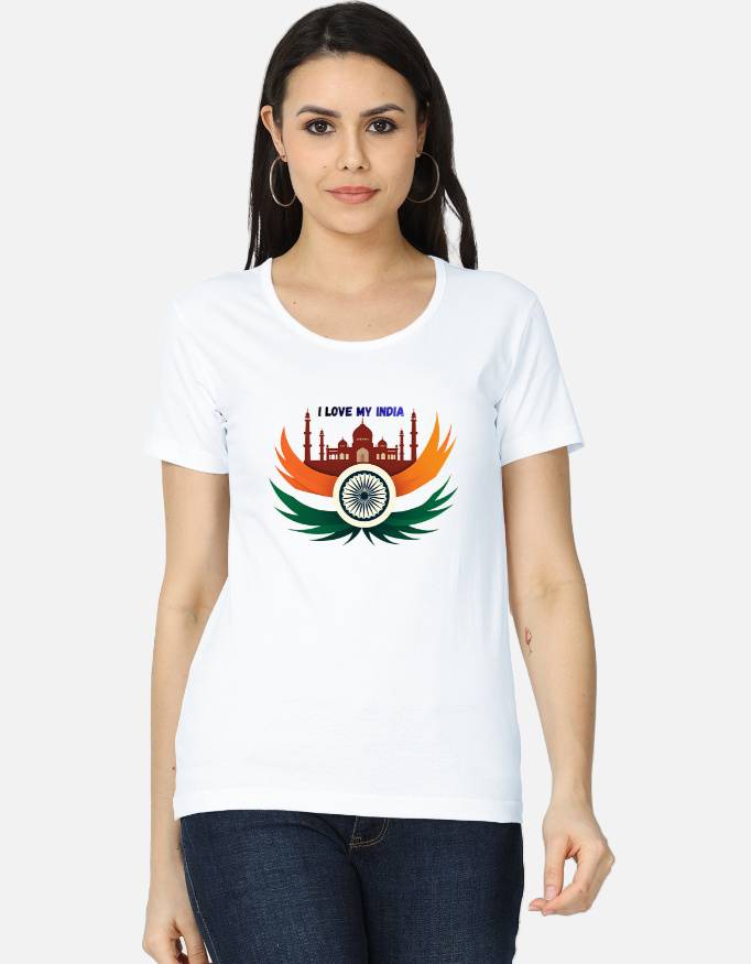 Front_1_c_1-3.jpg I Love My India Womens T-Shirt – Patriotic Republic Day Wear