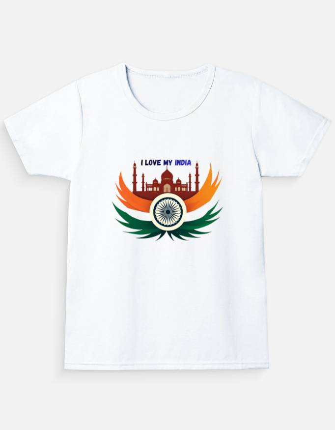 Front_1_c_1-5.jpg I Love My India Girls T-Shirt – Patriotic Republic Day Wear