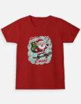 Merry X-Mas Santa Skateboard Girls Christmas T-Shirt