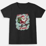 Merry X-Mas Santa Skateboard Girls Christmas T-Shirt