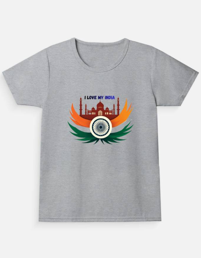 Front_1_c_4.jpg I Love My India Girls T-Shirt – Patriotic Republic Day Wear