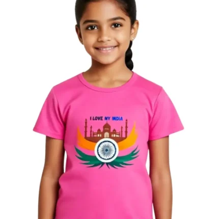 I Love My India Girls T-Shirt – Patriotic Republic Day Wear