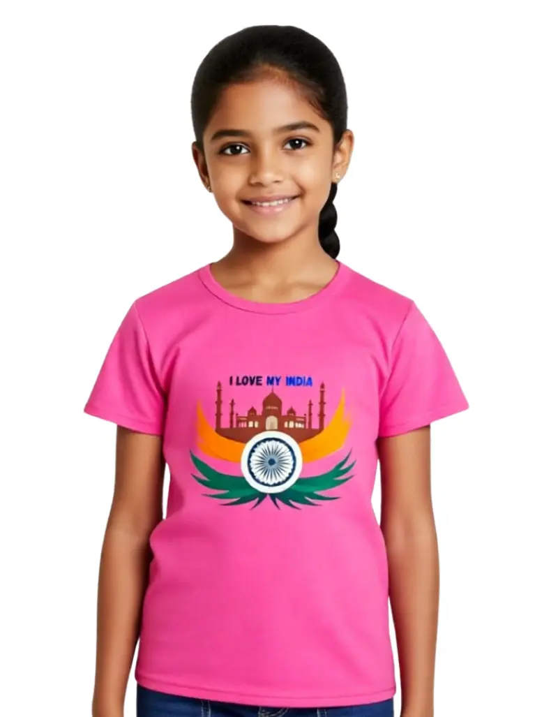 I Love My India Girls T-Shirt – Patriotic Republic Day Wear I Love My India Girls T-Shirt – Patriotic Republic Day Wear