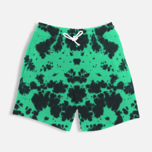 Unisex Tie Dye Shorts – Cotton Blend Streetwear -Green Black