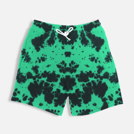 Unisex Tie Dye Shorts – Cotton Blend Streetwear -Green Black