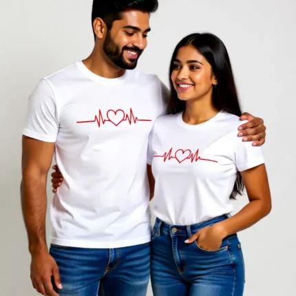 Couple Heartbeat Graphic T-Shirt