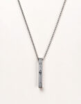 Celestial Mountain Silver Bar Pendant Necklace for Men & Women