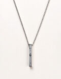 Celestial Mountain Silver Bar Pendant Necklace for Men & Women