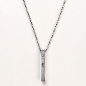 Celestial Mountain Silver Bar Pendant Necklace for Men & Women