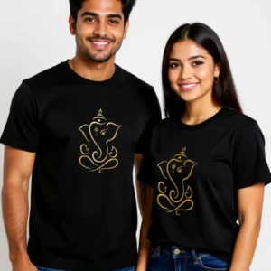 Golden Ganesha Black Basic T-Shirt