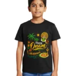 Happy Onam Graphic Black T-Shirt for Boys