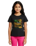 Happy Onam Graphic Black T-Shirt for Girls
