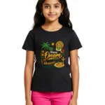 Happy Onam Graphic Black T-Shirt for Girls