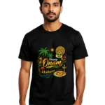 Happy Onam Graphic Black T-Shirt for Men