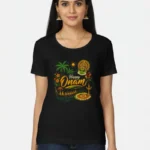 Happy Onam Graphic Black T-Shirt for Women