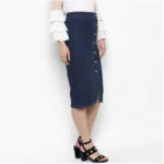 PID 65444 Women s Denim Front Button Buttoned Skirt Blue 4 1000x1000 1