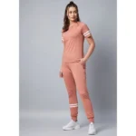 PID 65506 Women s Cotton Striped Short Sleeve Tracksuit Pink 3 1000x1000 1