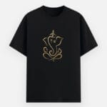 Minimalist Golden Ganesha Black Basic T-Shirt for Men & Women