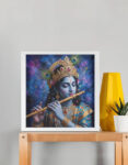 Divine Lord Krishna Framed Poster Wall Art – Spiritual Home Décor 11x14 Inch