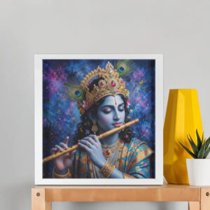 Divine Lord Krishna Framed Poster Wall Art – Spiritual Home Décor 11x14 Inch
