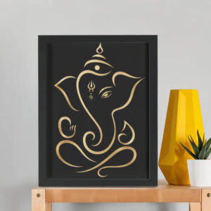 Minimalist Golden Ganesha Framed Poster Wall Art