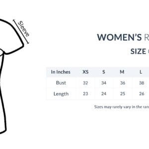 Women's plain t-shirt combo with white black navy blue and charcoal grey T-shirts Size Chart