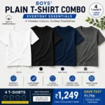 Boys' plain t-shirt combo with white black navy blue and charcoal melange T-shirts