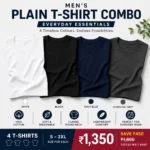 Men's plain t-shirt combo with white black navy blue and charcoal grey T-shirts