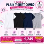 Girls' Plain T-Shirt Combo – 4 Everyday Essentials