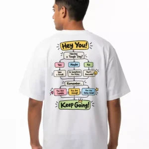 Hey You! Unisex Motivational Oversized T-Shirt – White 240 GSM | XS–XXL